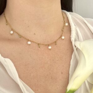 Pearl & Peridot Charm Necklace