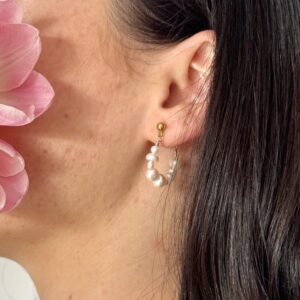 Mixed Pearl Stud Hoops